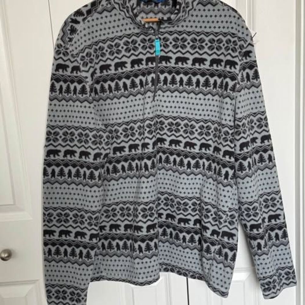 Chubbies Fair Isle Bear Fleece Quarter-Zip size Large